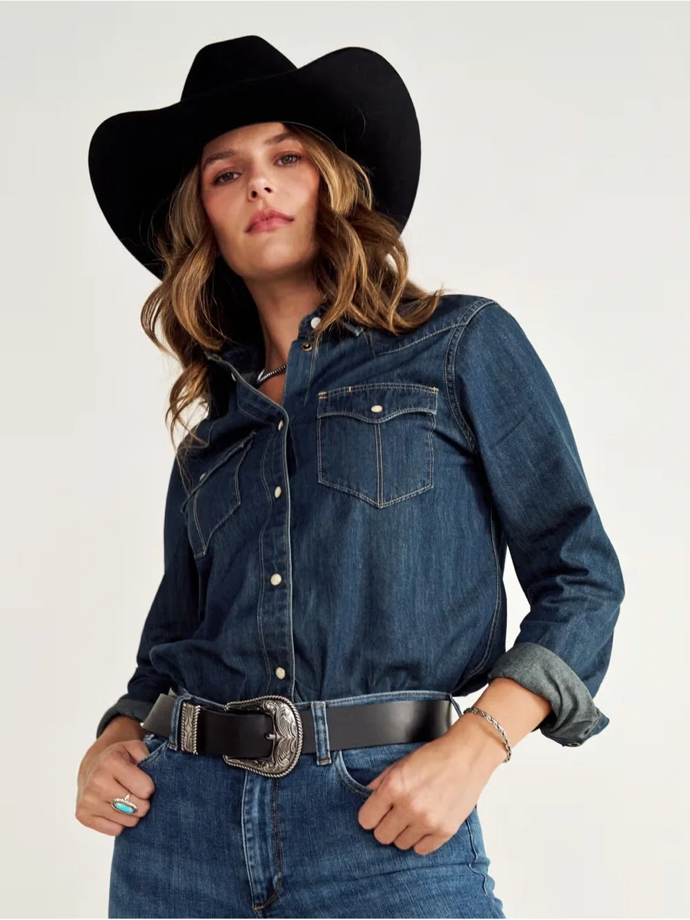 Women’s Tecovas Black Leather Western Threw Piece Belt - Size XL